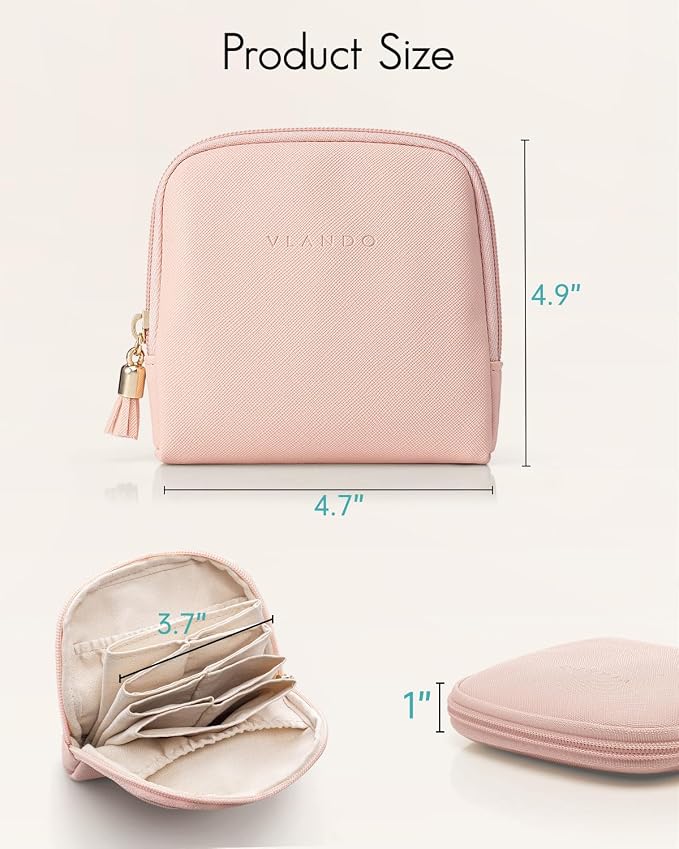 VLANDO Mini Jewelry Travel Case,Jewelry Pouch Bags with Zipper, Velvet Jewelry Organizer Storage Bag for Bracelet Rings Earring Travel Essentials Gifts for Women Girl - Pink - Image 2