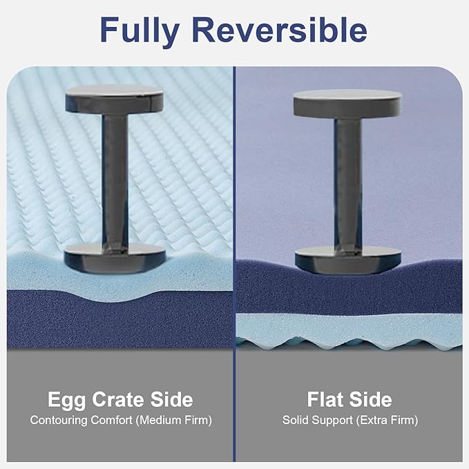 3 Inch Full Mattress Topper Reversible Hard Mattress Topper & Egg Crate Memory Foam Firm Bed Topper for Pressure Relief & Support CertiPUR-US