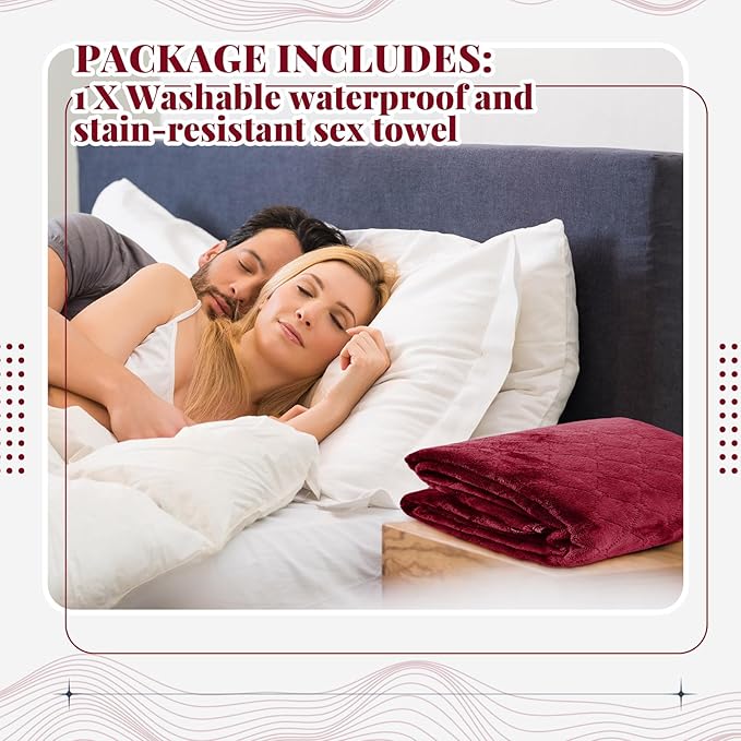 Couples Waterproof Mat Lover Reusable Stainproof Blanket Quiet Easy Use Towel Protector for Adult Multi Functional Bed Sheets Couple Messy Play Pleasure Comfort(Red,54 x 34 Inch)