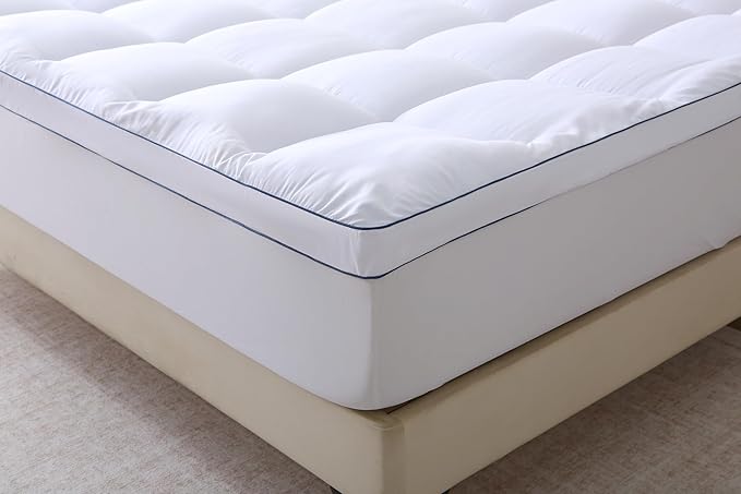 Thick Mattress Topper Twin with Deep Pocket, Extra Pillow Top Mattress Pad, Breathable & Cooling Mattress Cover, Fits 8-21 Inch, Soft Support for Back Pain Relief, Mattress Protector (Twin, White)