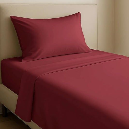 California Design Den Natural 100% Cotton Bed Sheets Twin Size Set - Soft Sateen Twin Sheets Set with 12" Pockets, Breathable and Durable Bedding for Dorm Rooms, College (Brick Red)