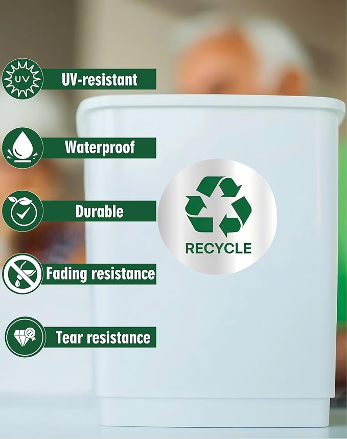 Recycle Stickers for Trash Bins 4Pcs, Waterproof Self-Adhesive Trash and Recycle Stickers for Home, Office, Hotel, Apartment, School, Recycling Signs for Indoor/Outdoor Garbage Can - Image 3