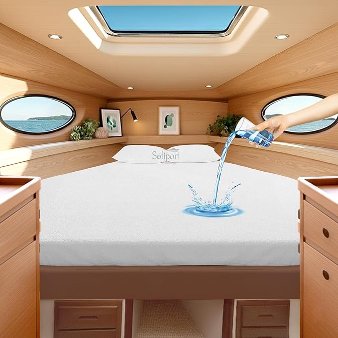 Universal AFT Berth Mattress Protector Waterproof Mattress Cover Pad Cover Breathable Noiseless 8 Inch Deep Pocket Noiseless,Vinyl,PVC Free,Matressprotector