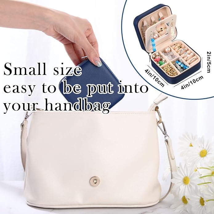 Hillban Bridesmaid Gifts Jewelry Box with Mirror, PU Leather Small Travel Jewelry Case Organizer Storage for Women Girls - Image 5