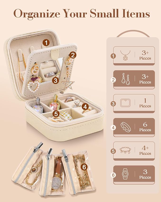 Bistup Travel Jewelry Case - Small Jewelry Organizers and Storage Box for Women Girls Teens Cute Traveling Jewelry Holder with Mirror Little Tiny Compact Modern Unique Aesthetic Pretty, Western - Image 4