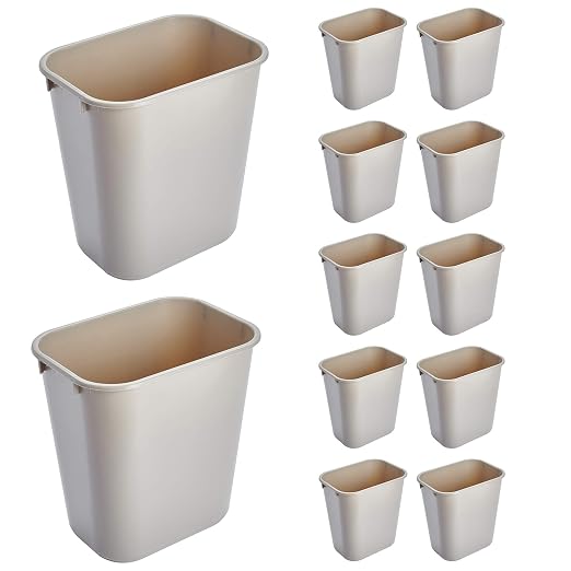 Rubbermaid Commercial Products Receptacle Wastebasket, 3.25-Gallon/13-Quart, Beige, Plastic, Garbage Can for Home/Office, Fits Under Desk/Sink/Cabinet, Pack of 12 by RubbermaidCommercialProducts