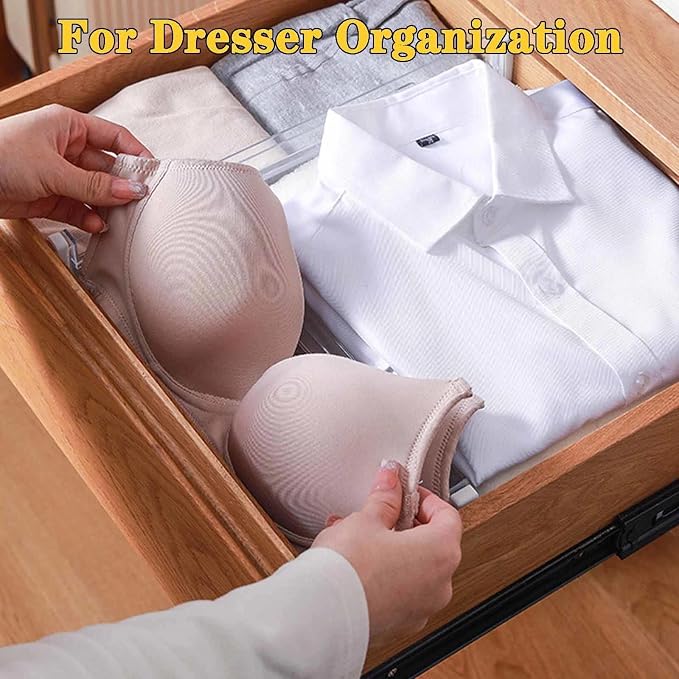 12 Pcs Drawer Dividers for Clothes, 3.15" High 11.34"-19.69" Adjustable Expandable Dresser Drawer Organizer, Clear Plastic Separators for Dresser, Baby Clothing (12, clear) - Image 6