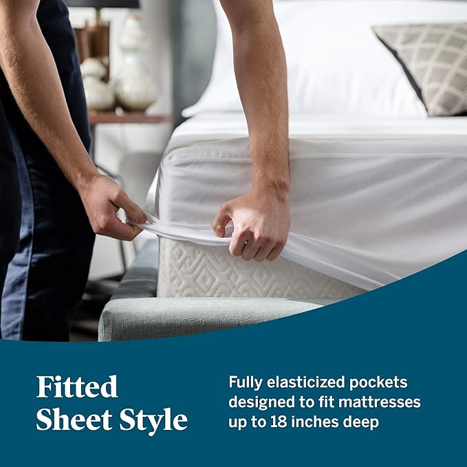 LUCID Zippered Mattress Encasement – Waterproof Twin XL Size Mattress Protector – Fits Mattresses 6 to 18 Inches with Secure Elastic – Shields All 6 Sides – Quiet cover – White