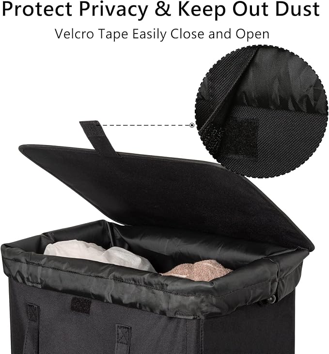 WOWLIVE 100L Laundry Hamper with Lid, Large Foldbale Laundry Basket with 2 Removable Bags and Handles, Tall Collapsible Dirty Clothes Hamper for Laundry Room, Bathroom, Dorm (Black) - Image 6