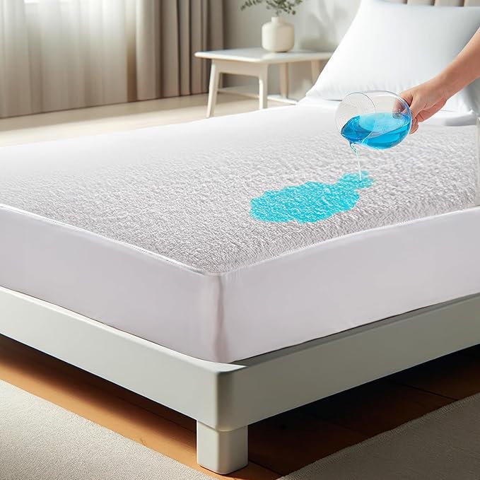 Continental Bedding Terry Cloth Mattress Pad Protector Plush Comfort and Waterproof Protection
