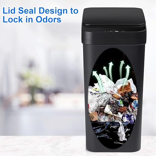 Anborry Bathroom Automatic Trash Can 3 Pack 2.2 Gallon Motion Sensor Touchless Small Slim Garbage Can with Lid Smart Electric Narrow Garbage Bin for Bedroom Living Room Office Kitchen (Black) - Image 3