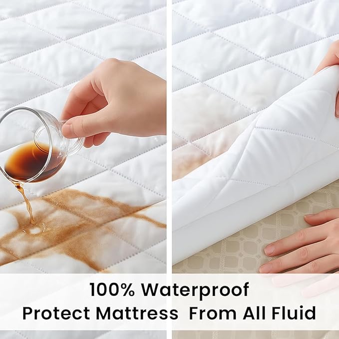 COTTONPASSION Full Size Waterproof Mattress Protector - Fitted with Stretchable Deep Pocket Mattress Cover, Soft Breathable & Noiseless Mattress Pad