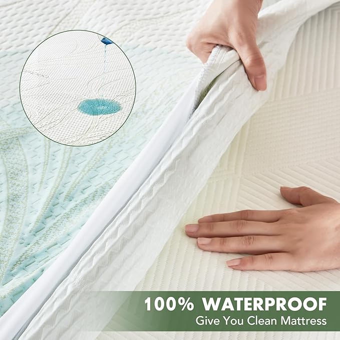 Full Waterproof Mattress Protector - Blancmax Bamboo Rayon Breathable Mattress Protector with Deep Stretchable Pockets, Hypoallergenic & Odor Resistant Mattress Cover Cool & Noiseless