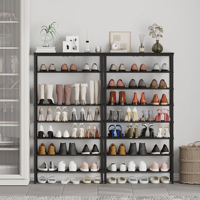 YATINEY 8 Tier Shoe Rack, Large Capacity Shoe Storage Organizer Holds 32 Pairs, Sturdy and Stable, for Entryway, Hallway, Closet, Dorm Room, Black SS08BB - Image 7