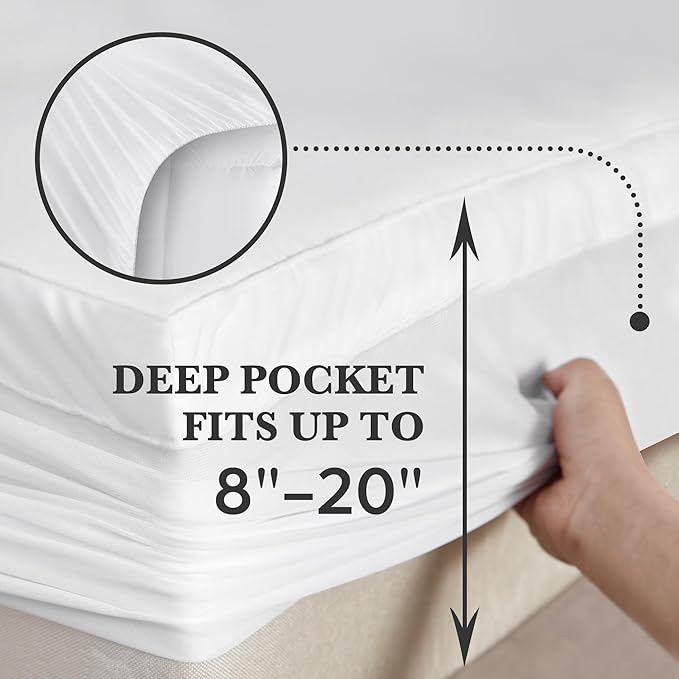 Hotel Grand Pillow Top Mattress Topper Twin Size - Waterproof Mattress Protector Quilted Fitted Mattress Pad Cover with 8-20 Inch Deep Pocket Down Alternative Fill (39x75 inch, White)