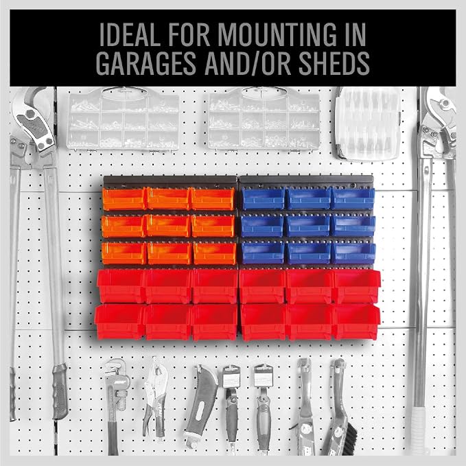 SEDY 30-Bin Wall-Mounted Storage Rack System - Heavy-Duty Garage Tool Organizer for Screws, Nuts, Bolts, Nails, Beads, and Small Hardware Parts - Easy Installation and Customizable - Image 4
