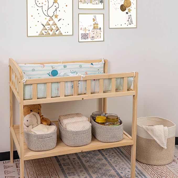 CubesLand Rectangle Organization/Storage Basket, Natural Cotton Rope Woven Baskets for Organizing, Small Basket for Kids, Baby Nursery, Cat Dog Toy Baskets, Organizer Bins for Shelves 3Pc Light Brown - Image 2