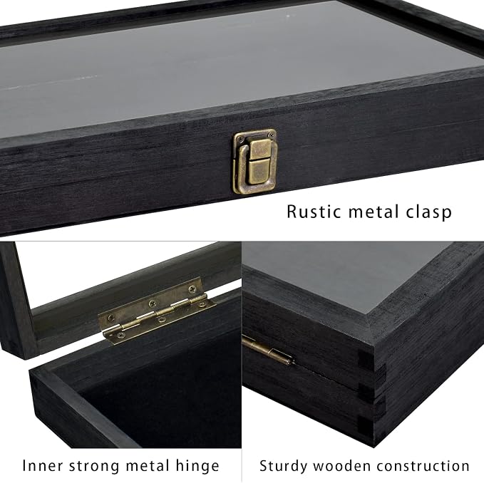MOOCA Glass Top Black Jewelry Display Case 50 Gem Jars, Ring Box, Jewelry Organizer, Gem jar storage, Glass Display Box, Ring storage White Tray with Gem Jar - Image 6