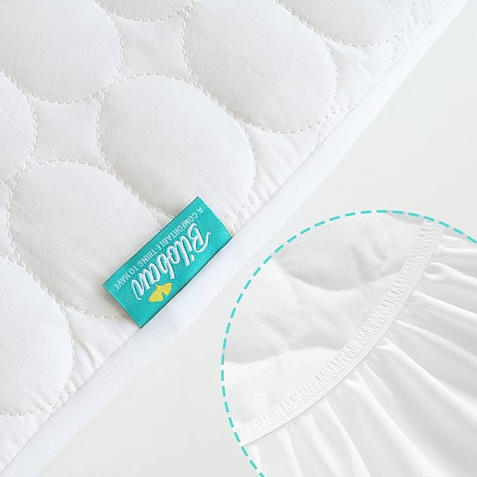 Mini Crib Mattress Protector Sheets Waterproof 4 Pack, Quilted Pack and Play Mattress Pad Cover Fits for Mini Crib/Playen/Pack and Play Mattress, White, 38"x24"