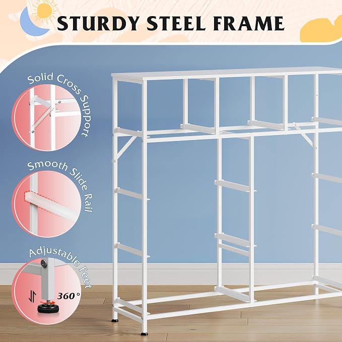 WLIVE 9 Drawer Dresser, Fabric Storage Tower for Bedroom, Hallway, Closet, Tall Chest Organizer Unit for Bedroom with Fabric Bins, Steel Frame, Wood Top, Easy Pull Handle, Purple - Image 7