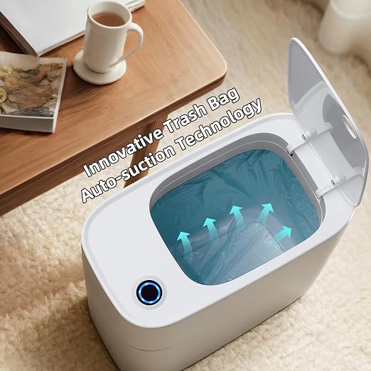 JUDRDO 3.5 Gallon Slim Automatic Trash Can for Bathroom,Touchless Diaper Trash Can with Trash Bag Auto-adsorption Technology,Motion Sensor Diaper Garbage Bins for Bedroom Office Kitchen Toilet - Image 3