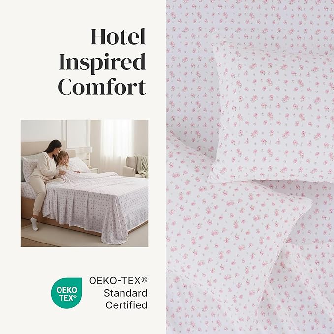 Modern Threads Silky Soft Microfiber and Wrinkle Free Sheets - Luxurious Microfiber Bed Sheets Includes Flat Sheet, Fitted Sheet with Deep Pockets, & Pillowcases Ivory, Full