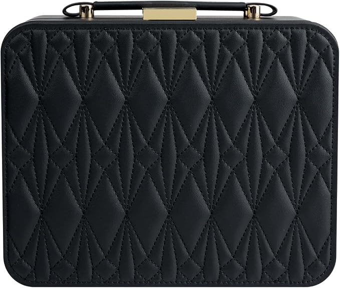 Portable Jewelry Box, Large Travel Jewelry Case Organizer (Black) - Image 9