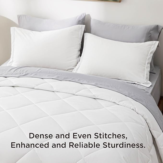 Bedsure King Comforter Set - 7 Pieces Reversible White and Grey Bedding, King Bed Set for All Seasons, Bed in a Bag with Down Alternative Comforter, Grey Sheets, Pillowcases & Shams