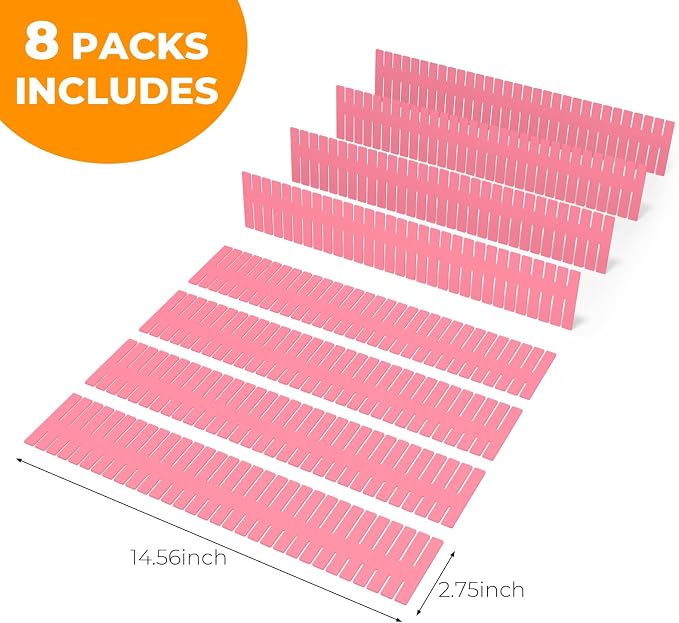 ALBAD Plastic Drawer Dividers Adjustable Drawer Organizer Dividers Separator for Tidying Clutter/Cutlery/Underwear/Socks/Clothes/Dresses/Boxes/Bins in Kitchen Bathroom Bedroom Office (8) - Image 2
