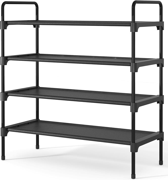 Kitsure Shoe Rack for Closet, Sturdy and Long-Lasting Shoe Shelf, Shoe Rack for Entryway, Personalized DIY Shoe Organizer, Shoe Rack Organizer for Space-Saving, 27.6" x 11.8" x 29.9", Black by Kitsure