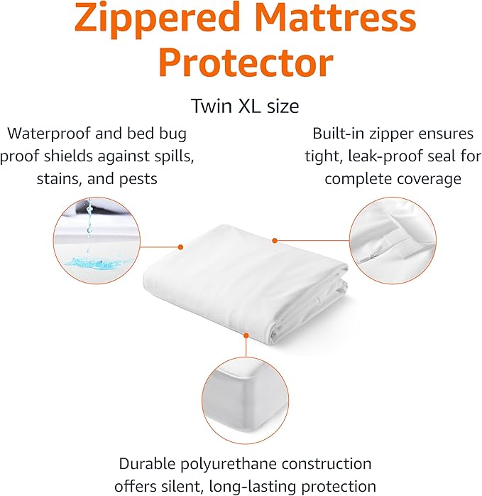 Amazon Basics Zippered Waterproof Mattress Encasement, Twin XL