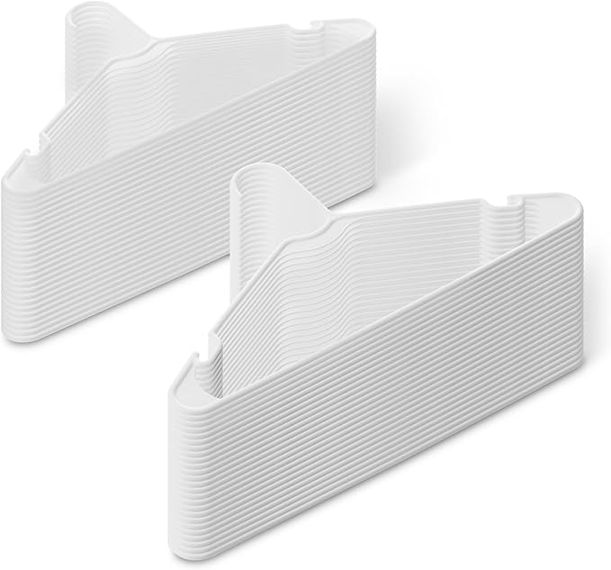 Amazon Basics Space Saving Plastic Clothes Hangers, Sturdy Closet Organizer for Shirts and Jackets, Adult Size, White, 50-Pack by AmazonBasics
