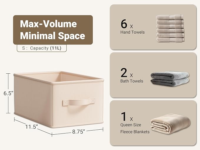 LayerSpace Storage Bins, Fabric Satin Storage Baskets for Shelves, 11.5" L*8.75" W*6.5" H Collapsible Storage Bins with Handles for clothes, Closet Baskets and Bins with Handles, Blush Pink, 3-Pack - Image 3