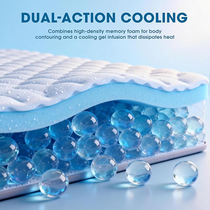 Dual Layer 3 Inch Memory Foam Mattress Topper Full, 2 Inch Cooling Gel Memory Foam Plus and 1 Inch Pillow Top Mattress Pad Cover
