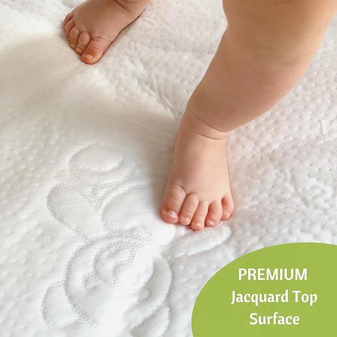 Vesta Baby Crib Mattress Protector - 52” x 28” Noiseless Waterproof Pad Cover - Absorbent Soft Jacquard Bamboo Rayon Fitted Sheet for Infant & Toddler Bed Potty Training