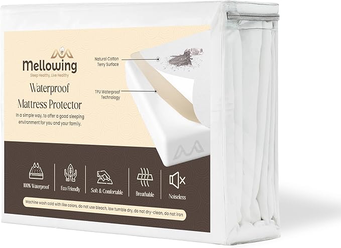 100% Terry Cotton Split Top Queen 36" Mattress Protector for Adjustable Bed- Flex Mattress Cover Ultra Soft Durable Waterproof Breathable Machine Washable Fitted Sheet Fits up to 12'' Deep Pocket