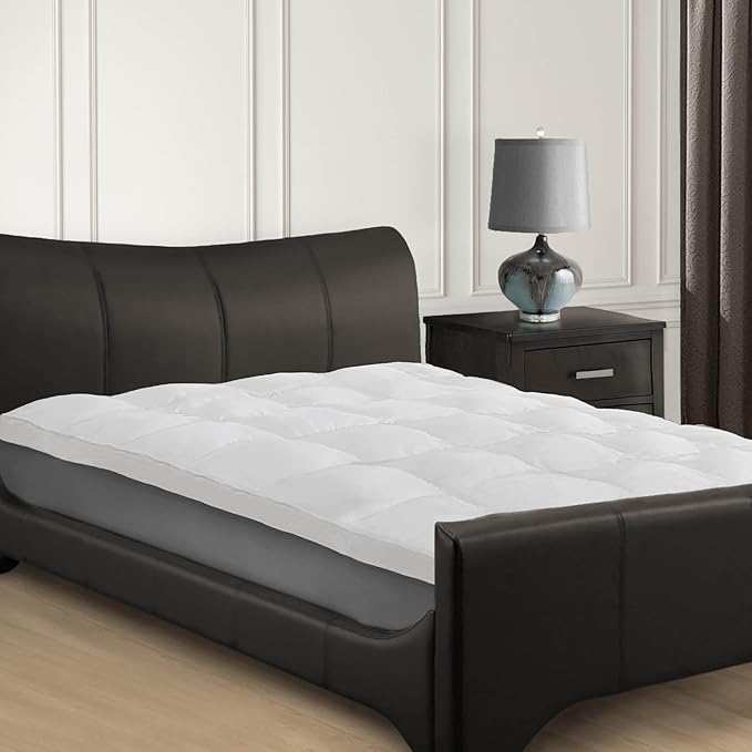 Superior Mattress Topper, Down Alternative, 2 Inch Deep Sized Bed Pillow Top, Comfort Pad, Fluffy Mattress-Topper Protector, Plush Cooling Extra Soft, Hotel Quality, Sleep, All-Season, Twin, White