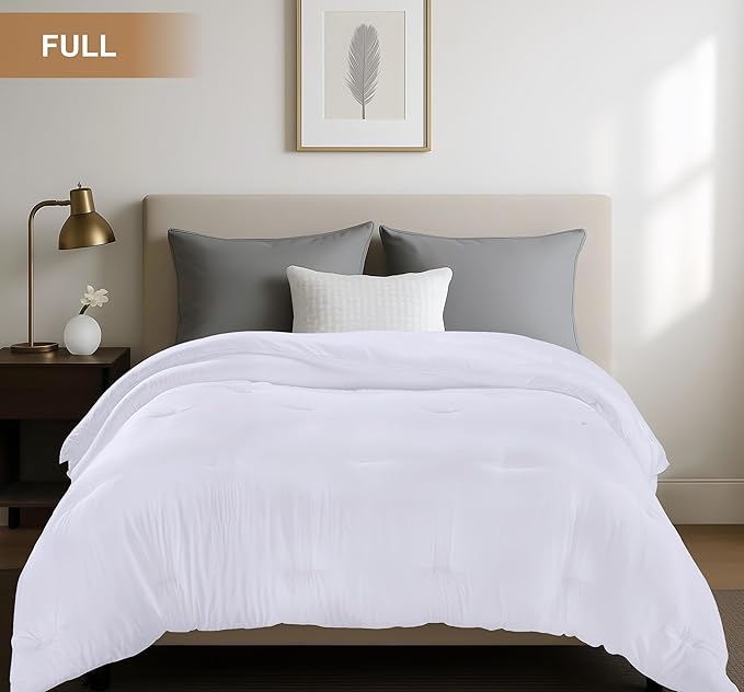 Utopia Bedding Comforters Full Size, All Season Duvet Insert, Down Alternative Full Comforter with Corner Tabs, Machine Washable Bed Comforter 82 x 86 Inches (White)