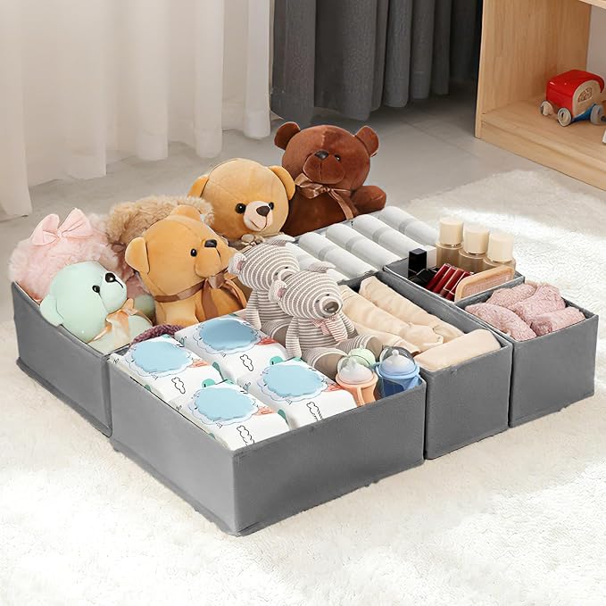 Drawer Organizer Clothes, 16 Pack Dresser Organizer Bins, Foldable Closet Organizers and Storage Fabric Dresser Bins, Shallow Drawer Dividers for Clothing, Underwears, Socks, Tie - Image 7