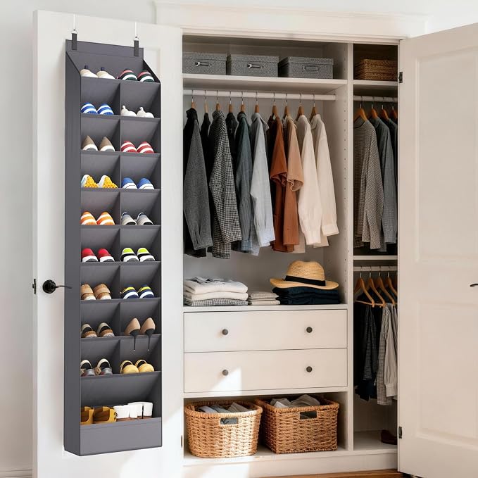 Lifewit 10 Tier Over the Door Shoe Organizer with 19 Large Deep Pockets, Fabric Hanging Shoes Shelf for Closet, Dorm Storage, Fit Up to 20 Pair Shoe Rack Holder for Sneakers, Boots, Gray - Image 8