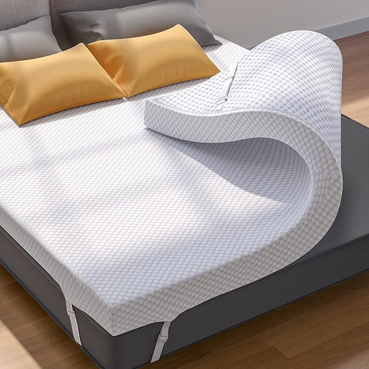 PERLECARE 2 Inch Gel Memory Foam Mattress Topper for Pressure Relief, Premium Soft Mattress Topper for Cooling Sleep, Non-Slip Design with Removable & Washable Cover, CertiPUR-US Certified Queen