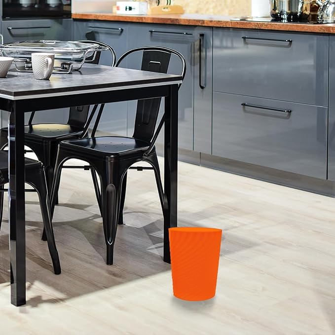 DAJITRE 1.8 Gallon Small Trash Can Wastebasket Recycling Bin Slim Profile for Compact Spaces Bathroom, Office, Bedroom, Kitchen (1.8 Gallon-2pack, Orange) - Image 4