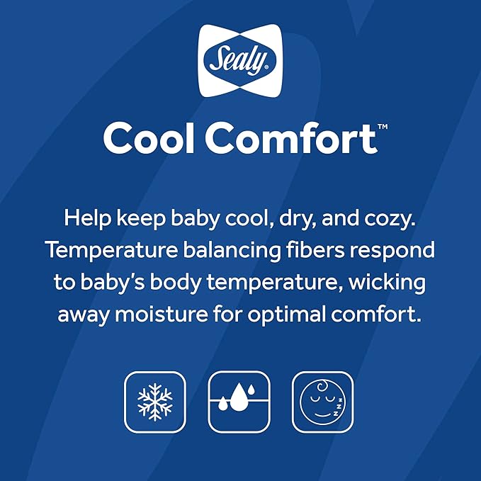 Sealy Baby Cool Comfort Cooling Breathable Waterproof Crib Mattress Protector Pad, Toddler Bed Cover, Machine Washable and Dryer Friendly, 52x28”- White (Pack of 3)