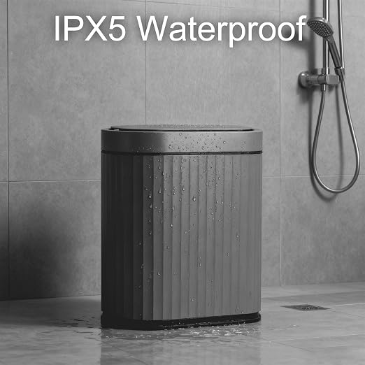 ELPHECO Bathroom Motion Sensor Trash can, 2 Gallon Automatic Garbage Can, Slim Plastic Smart Trash Can with Lid, Commercial Intelligent Trash Bin for Bedroom, Bathroom, Office, Cement Grey Black - Image 6