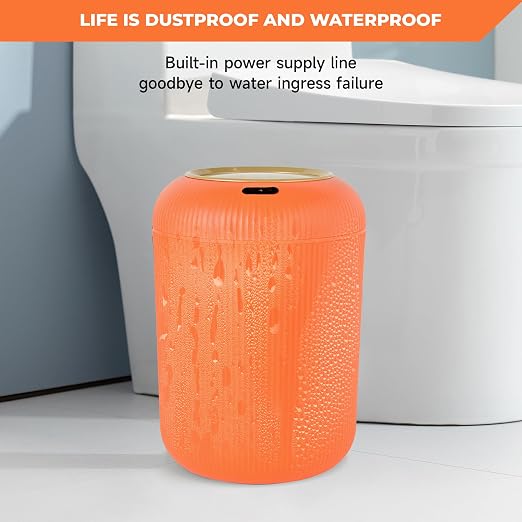 Pukomc Smart Sensor Wastebasket, Convenient and Hygienic Easy to Use, Technology Sensor Waterproof Wastebasket Plastic Trash can for Kitchen, Bathroom, Bedroom, Living Room, Office and Outdoor Orange - Image 7