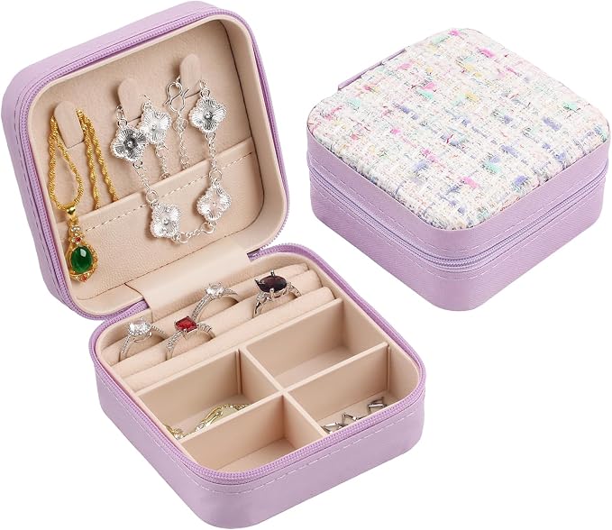 Travel Essentials: Stylish Portable Mini jewelry box, Travel jewelry organizer, Travel jewelry case. Portable jewelry case for travel. Thank you gifts for women, Birthday gifts for girls. (Purple) by Unknown