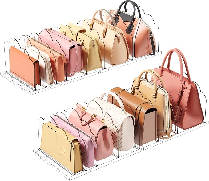 Lifewit Purse Organizer for Closet, Clear Handbags Storage Organizer, Adjustable Clutch Purse Storage Organizer Holder for Closet, 4 Pack Bookshelf Dividers for Sweater in Bedroom 35 x 24 cm/14 x 9.5 by Lifewit