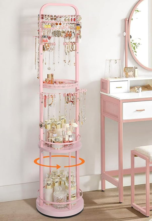 Jewelry Holder Organizer, Floor Jewelry Organizer with Earring Organizer Necklace Holder, Rotating Jewelry Stand Necklace Display Earring Storage, Large Hanging Jewelry Tree for Jewlery Bracelet Ring by SOLIMINTR