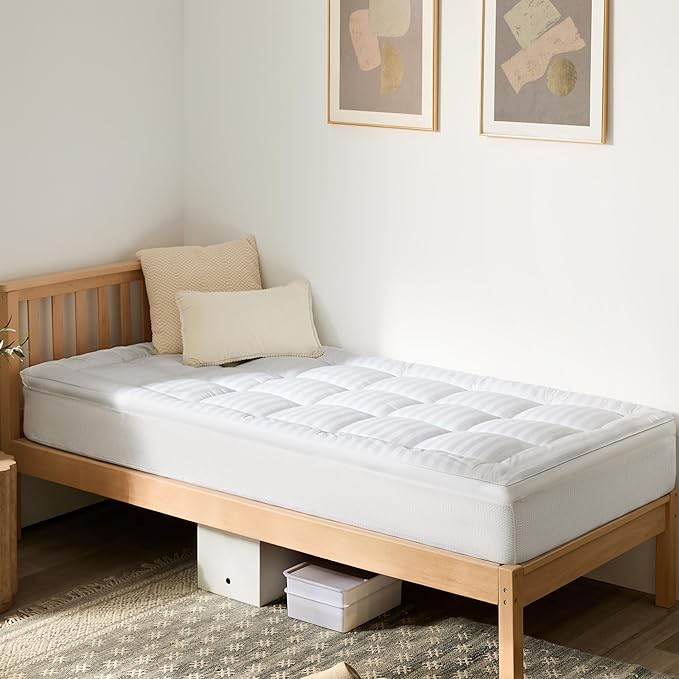 Premium Cotton Fitted Mattress Pad with Deep Pocket Fits 8-22 Inch Mattress (39x80 White)