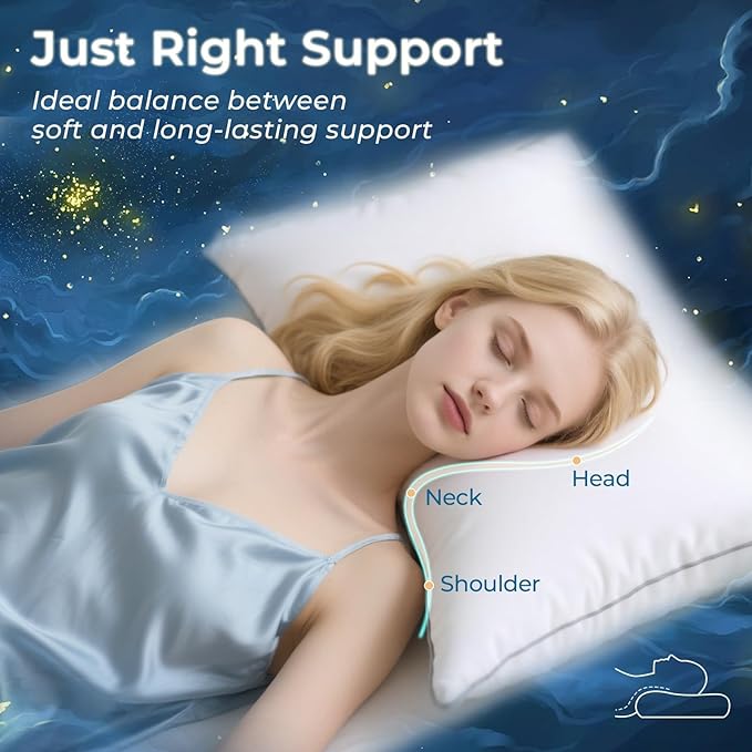 Sasttie Pillows Queen Size Set of 4, Bed Pillows for Side, Back, and Stomach Sleepers - Oeko-Tex Certified Supportive Down Alternative Plump Filling - Hotel Quality and Machine Washable, 4 Pack